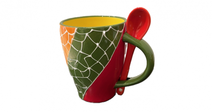 Spanische Keramik Becher mit Löffel – Rot