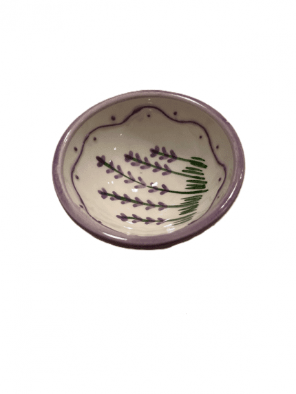 Handgefertigte spanische Keramik Schale mit Lavendelmuster, 8 cm