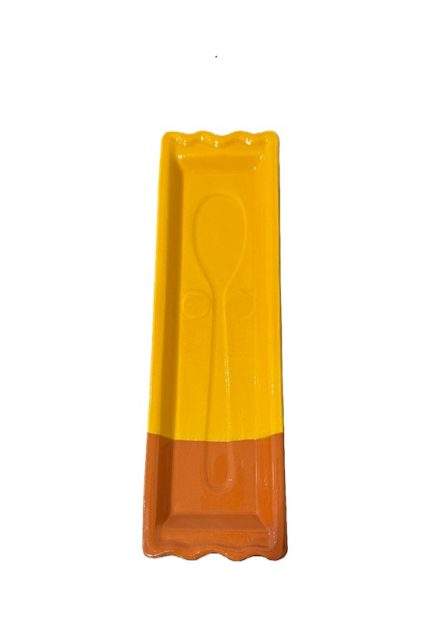 Löffelhalter aus Spanischer Keramik, Zweifarbig Gelb-Terracotta
