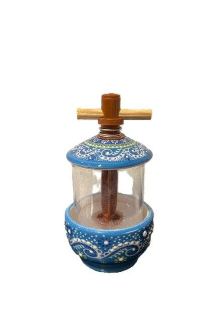 Blaue Gewürzmühle aus spanischer Keramik 2