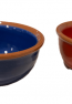 Handgefertigtes spanisches Keramik Schälchen in Rot und Blau