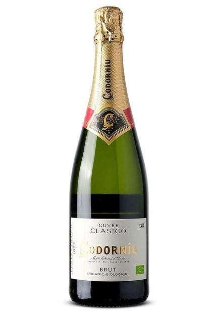Weinhandel Spanien Cava Codorníu Cuvée Clásico Brut Bio – Flasche spanischer Bio-Cava mit goldener Folie, prickelnder Sekt aus Katalonien