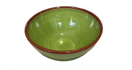 Mittelgröße Keramik Schale, Hellgrün mit Terrakotta-Rand – Spanisches Geschirr, 22cm