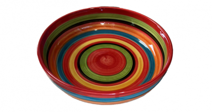 Große tiefe Servierschale mit bunten Kreisen, 27 x 8 cm