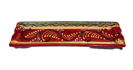 Löffelablage oder Servierteller Rot-Bunt aus Spanischer Keramik 27 x 8,5cm