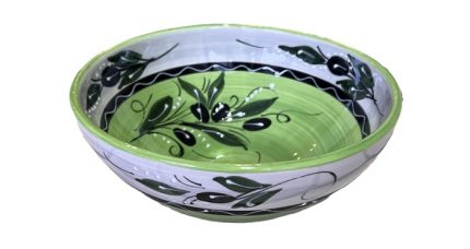 Mittelgroße Servierschale Grün-Weß mit Olivenzweige, 22 x 10 cm