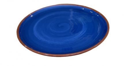 Pizza- oder Servierplatte, Blau mit Terrakotta-Rand, 34cm – Spanisches Geschirr