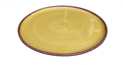 Pizza- oder Servierplatte, Gelb mit Terrakotta-Rand, 34cm – Spanisches Geschirr