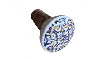 Flaschenstöpsel-Violett, Gelb und Weiß mit Keramikkopf, 4,5 x 5 cm