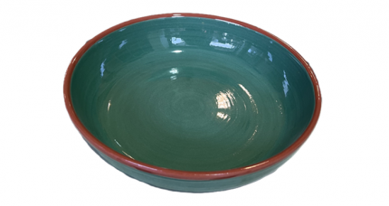 Keramik Schale, Grün mit Terrakotta-Rand, 22cm – Spanisches Geschirr