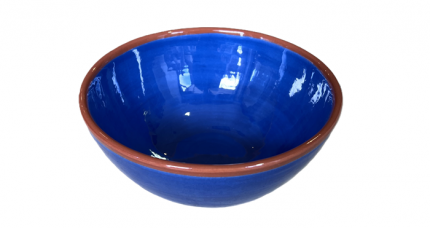 Mittelgröße Keramik Schale, Blau mit Terrakotta-Rand – Spanisches Geschirr, 18cm