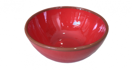 Mittelgröße Keramik Schale, Rot mit Terrakotta-Rand – Spanisches Geschirr, 18cm