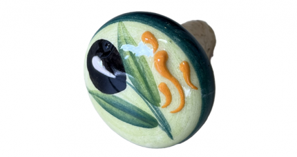 Flaschenstöpsel-Olive, Grün mit Keramikkopf, 4,5 x 5 cm