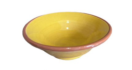 Kleine Keramikschale, Gelb mit Terrakotta-Rand, 11,5cm – Spanisches Geschirr
